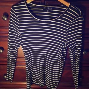 Blue and white striped longsleeve T-shirt